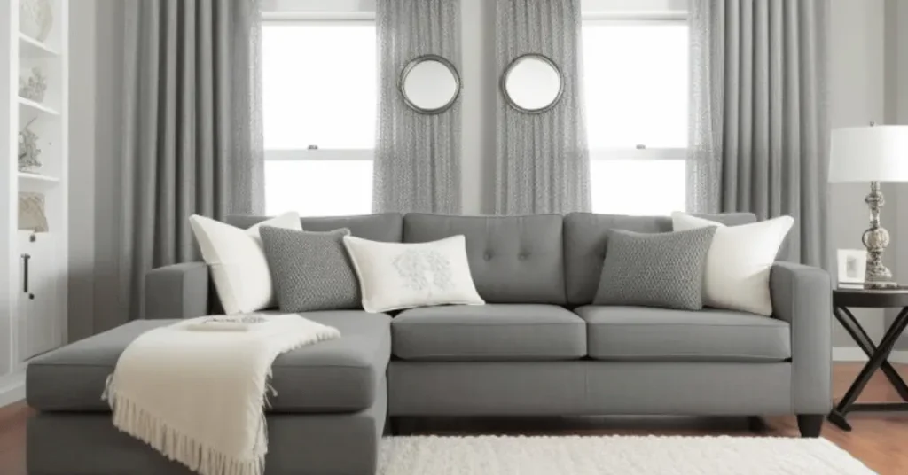 Grey couch curtain ideas and styles