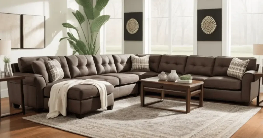 What is the best way to place and size a rug for an L-shaped sectional sofa