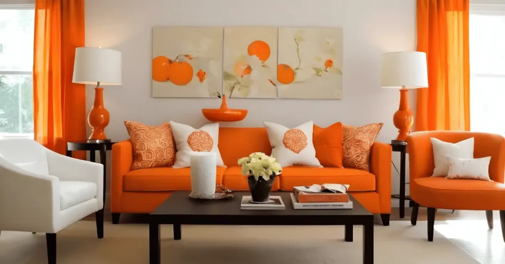 How To Decorate A Living Room with Orange 