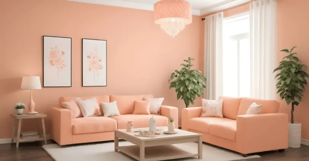 Living room in peach