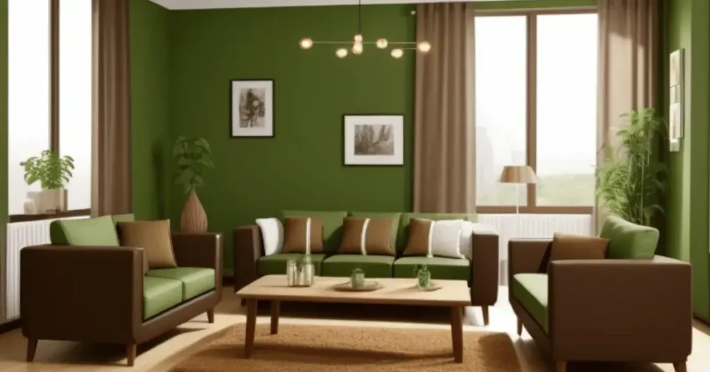 Color Palette for green and brown living Room