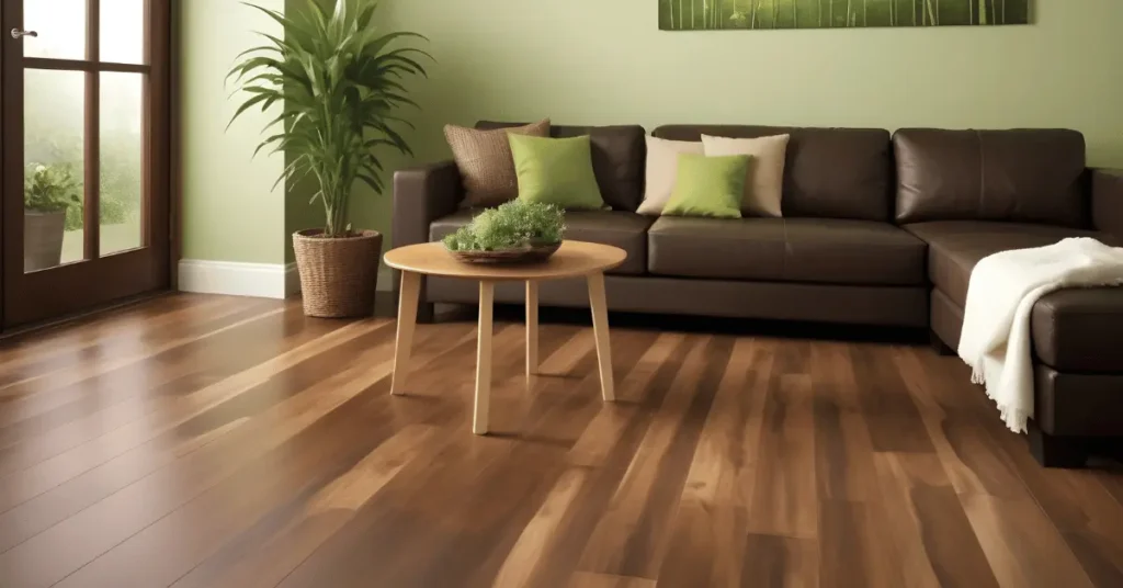 Flooring Choices for green and brown living room