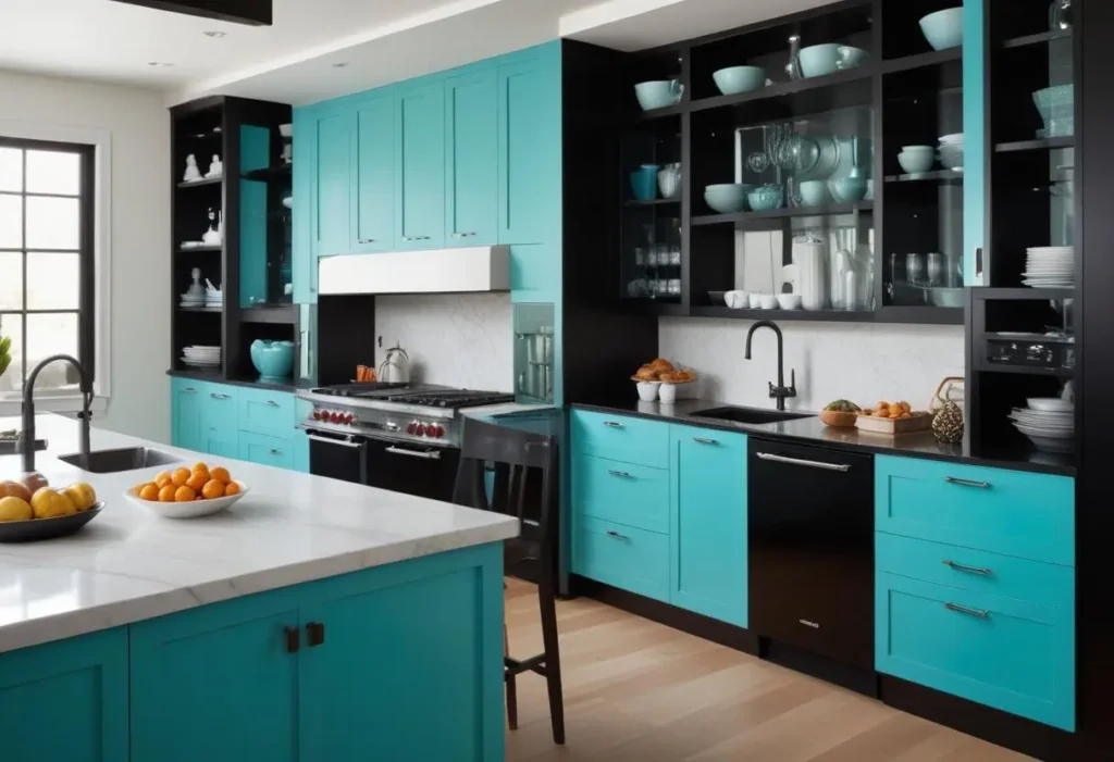 Turquoise Upper Cabinetry: 