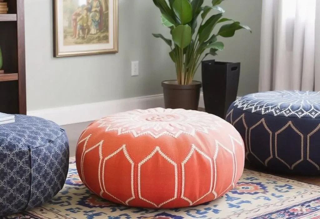 Moroccan Poufs for boho living room