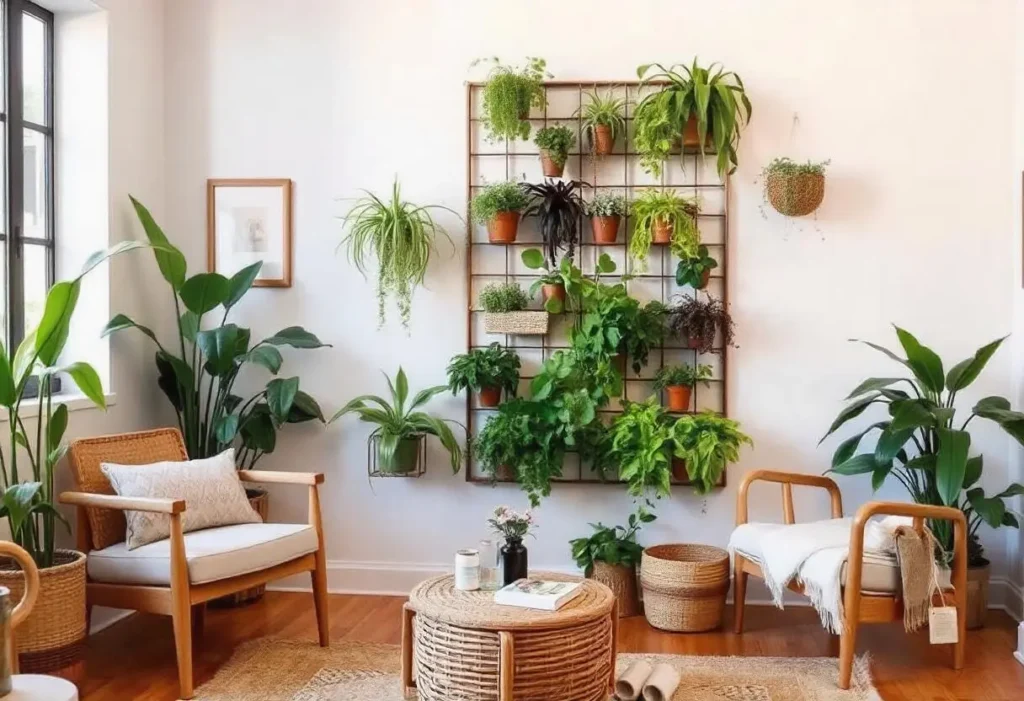 living room indoor plant wall ideas